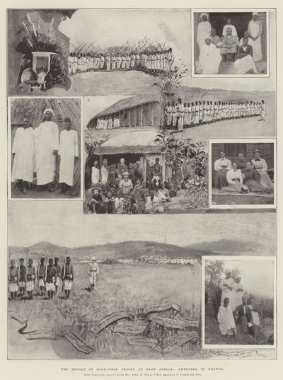 De Opstand van Soedanese Troepen in Oost-Afrika, Schetsen in Oeganda door Henry Charles Seppings Wright